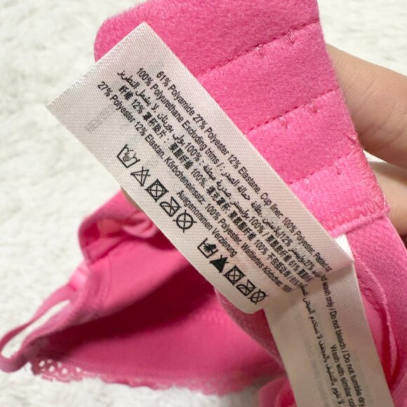 Women Ann Summers Sexy Lace Padded Plunge Underwired Bra in Pink Size 32F - Picture 7 of 8